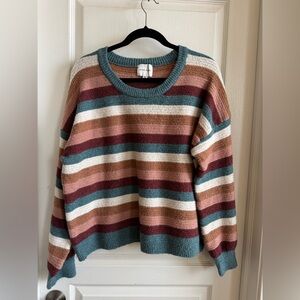Pink Rose striped sweater soft XL